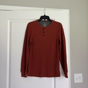 George Mens Orange Waffle Long Sleeve Tee